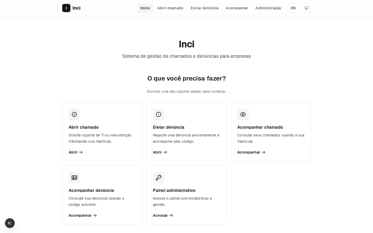 Inci home page